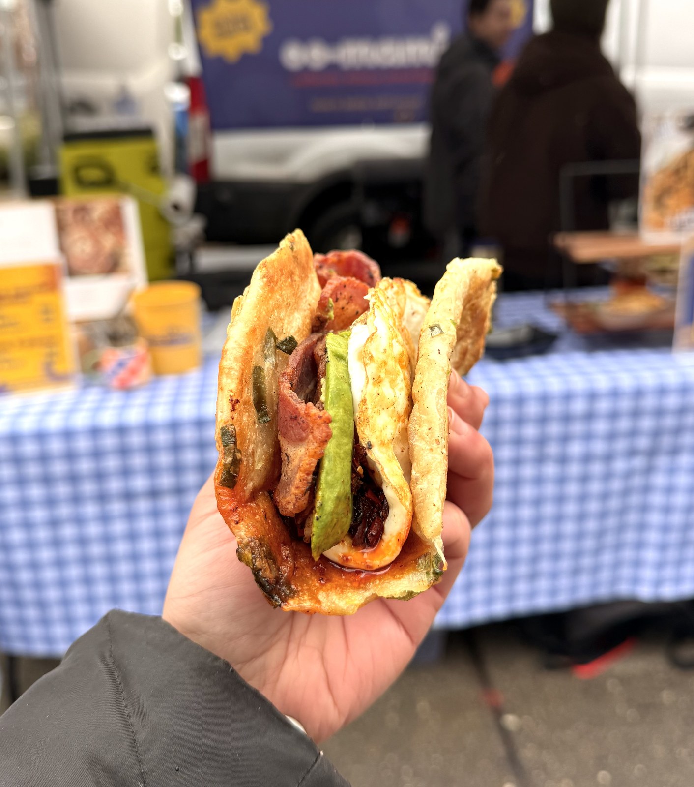 Breakfast sandwich at market